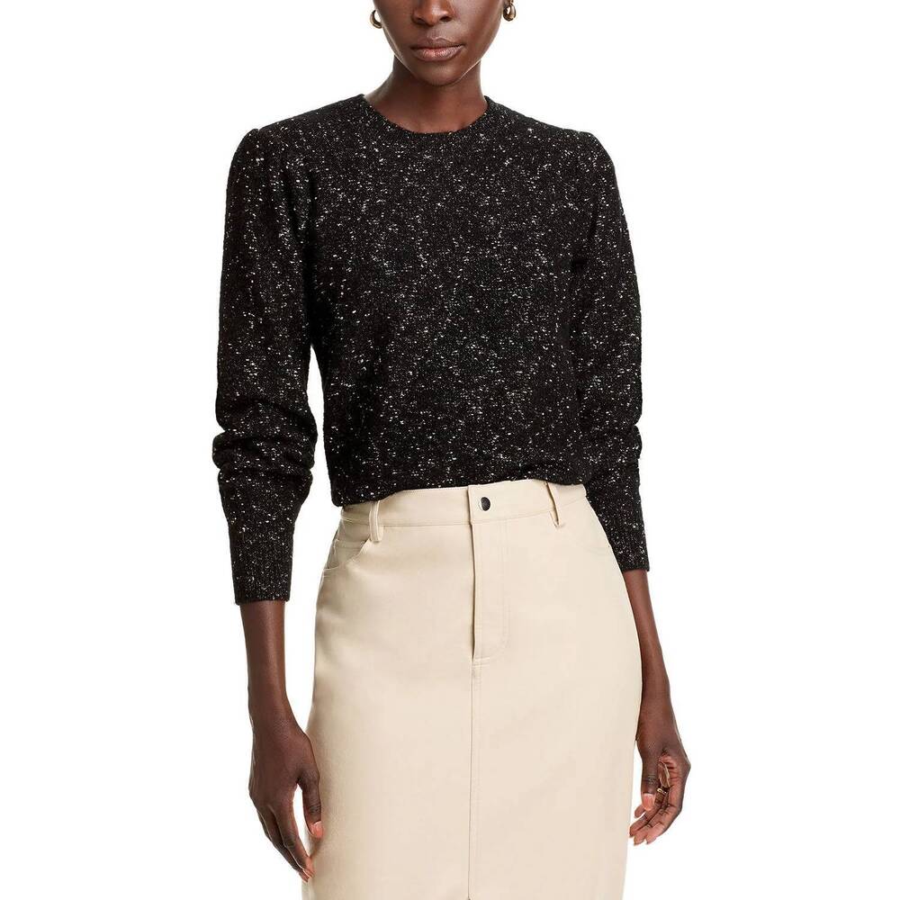 NEW SINGLE THREAD raised metallic slub yarn sweater in charcoal
